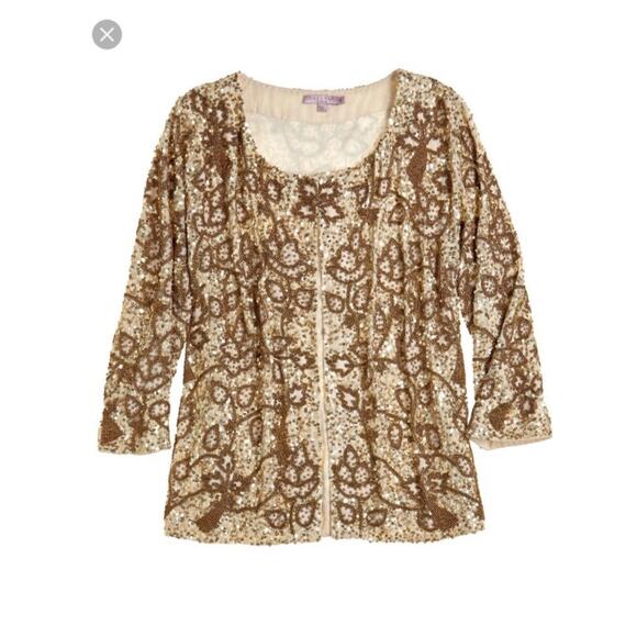 Calypso St. Barth Gold Beaded Embellished Open Jacket CANNELITA XS - Picture 2 of 13